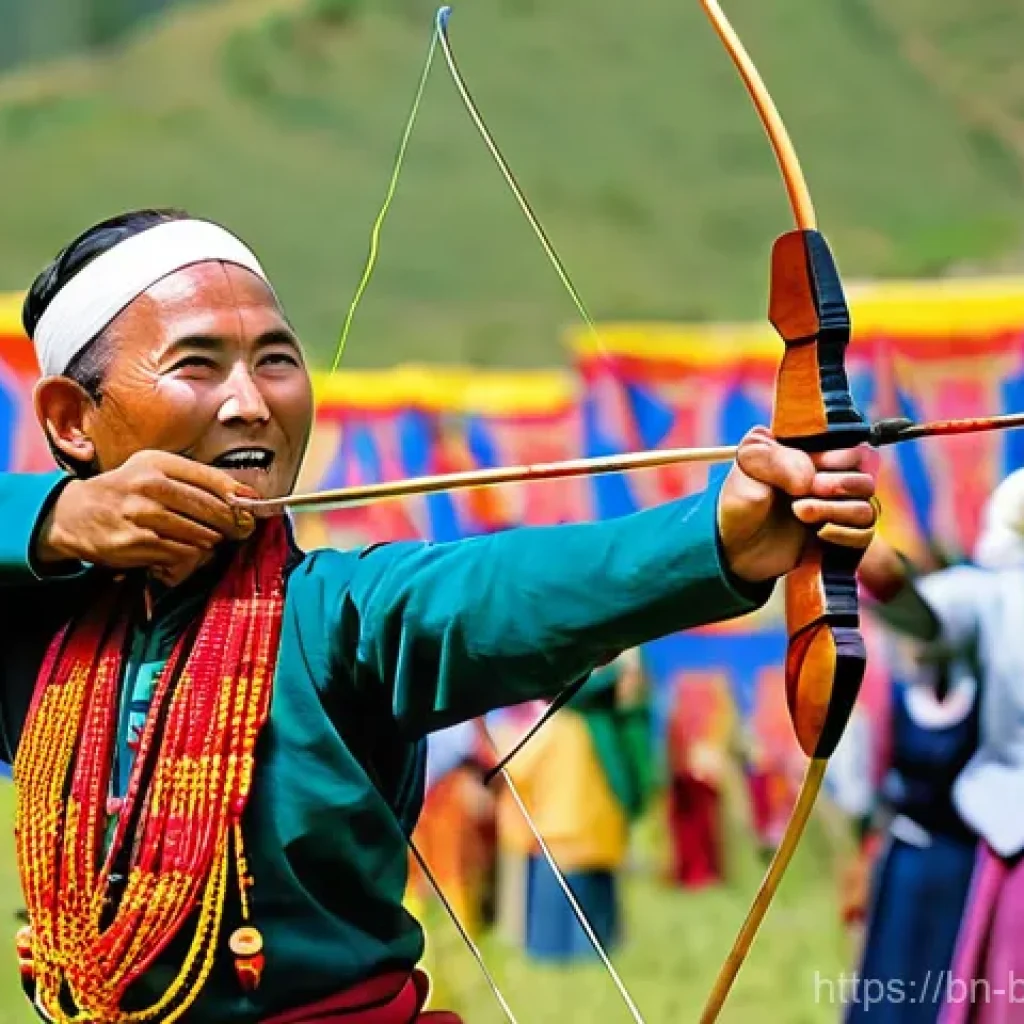 부탄에서의 전통 스포츠 - **Vibrant Bhutanese Archery Festival in the Himalayas**
A wide-angle shot of a vibrant tradition...