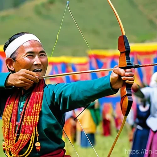 Home 22 부탄에서의 전통 스포츠 - **Vibrant Bhutanese Archery Festival in the Himalayas**
A wide-angle shot of a vibrant tradition...