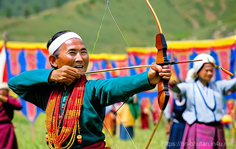 부탄에서의 전통 스포츠 - **Vibrant Bhutanese Archery Festival in the Himalayas**
A wide-angle shot of a vibrant tradition...