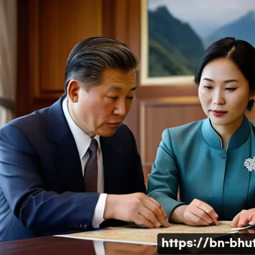 부탄과 중국의 외교 - **Prompt 1: Diplomatic Dialogue for Peace**
    "A photorealistic image depicting a focused, profess...