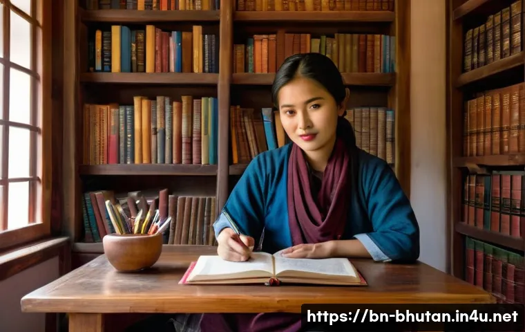 부탄의 현대 문학 - A vibrant Bhutanese literary festival scene showcasing diverse authors and readers engaging warmly i...